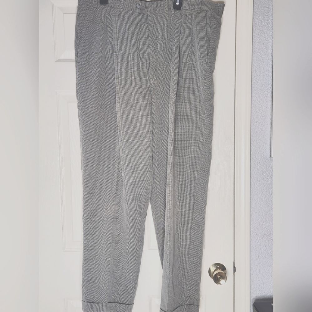 Linea Naturale 42 Gray Black Striped Cuffs BeltLoops Full Length Men Dress Pants